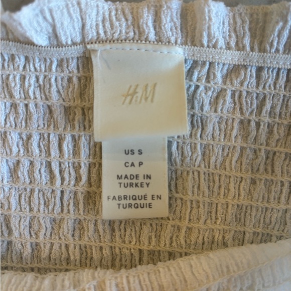 H&M White Smocked Puff Sleeve Top - Picture 5 of 6